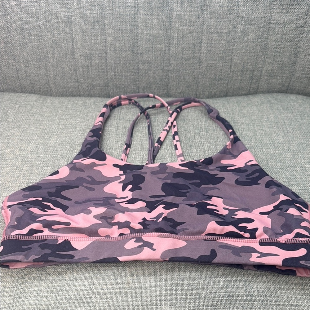 Pink Purple Gray Camo Sports Bra Size M